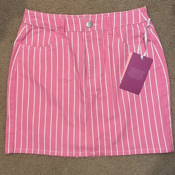 NWT Victor Glemaud for Target pink stripe denim jean mini skirt - Picture 2 of 5